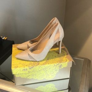 Beautiful suede pumps with mesh detail.